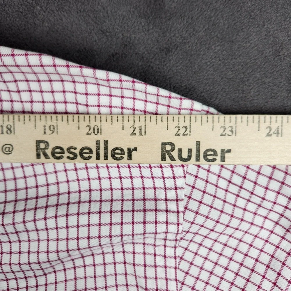 Ralph Lauren Yarmouth Shirt Mens 17.5 34/35‎ White Burgundy Check Button Down